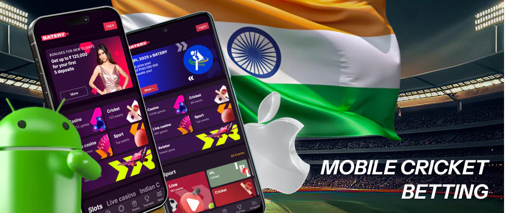 Batery has a mobile app for Android and iOS for cricket bettors