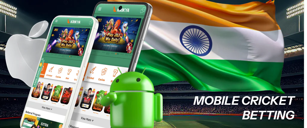 The official Krikya app allows you to bet on sports from any handheld gadget